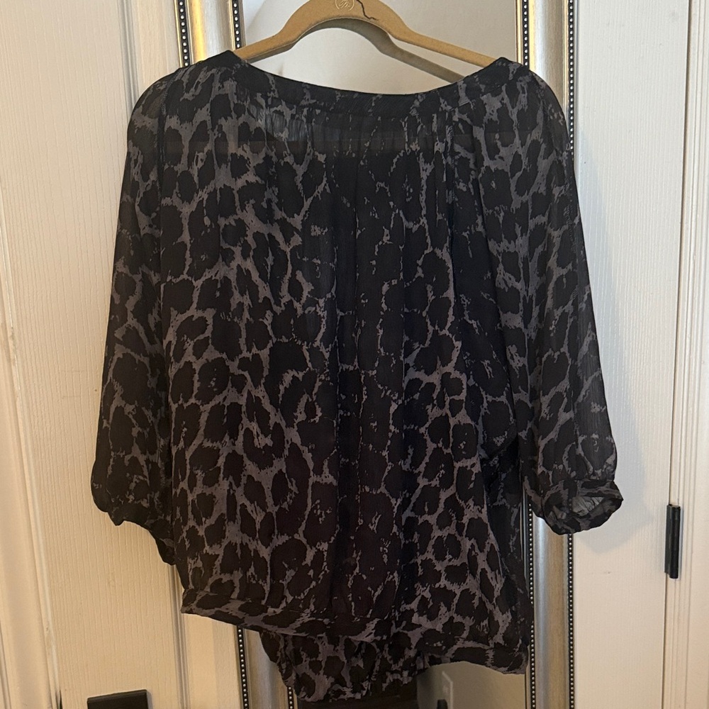 The Limited Black and Gray Leopard Blouse